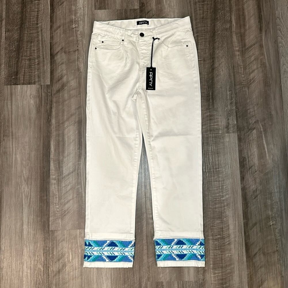 APNY Southwestern Cuff Cropped Straight Pull On Jeans - 10